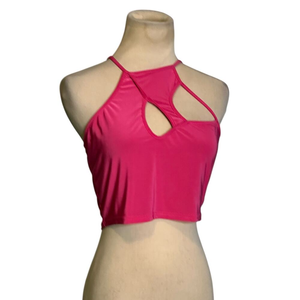PrettyLittleThings pink cut out crop tank top size 6